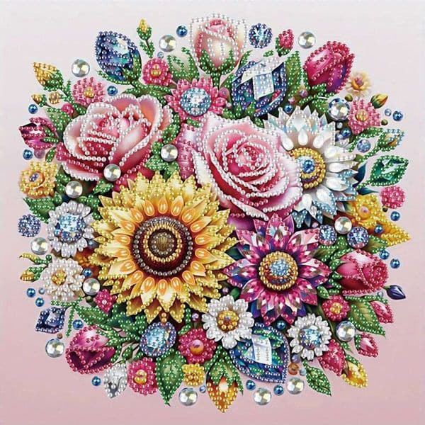 DIY Beautiful flowers 5D Special Shape Diamond Beginners,Diamond Art Painting Kits for Home Wall Decoration Gift 26L0612