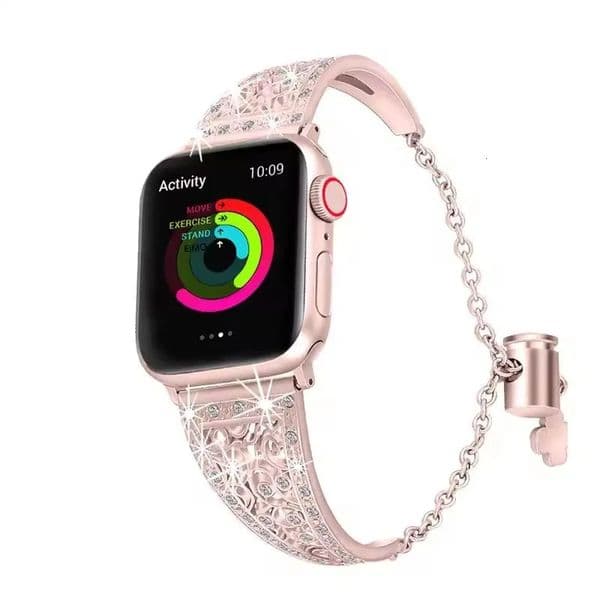 Replacement Watch Band Luxury Bling Diamond Straps Women Bracelet For Apple Ultra Soft Strap Universal Wristband 49Mm S10 46Mm Series Metal Strap Smart Iwatc
