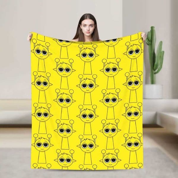 Sprunki Simon Incredibox Fleece Throw Blankets Cartoon Game Blanket for Bed Bedroom Soft Bedroom Quilt D260612
