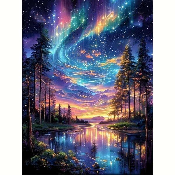 Diamond painting set, dazzling starry sky pattern, round full diamond art, multiple specifications to choose from 26L0612