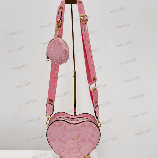 New Old Flower Love Bag Designer Women Classic Logo He Shoulder Bags Cute Heart Stripe Crossbody Purse Woman Handbag Wallet 10 Colours AAA
