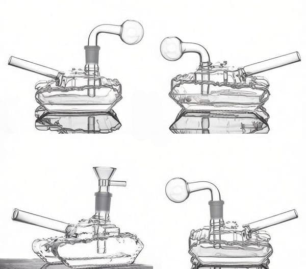 MIni Portable USA Popular Creative Tank Shape Glass Oil Burner Pipes Clear Thick heady water tobacco bong pipe with Smoking Downstem banger bowl