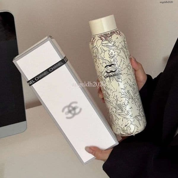 Vintage plant pattern letter insulated cup 316 stainless steel water cup 500ml large capacity insulated water bottle