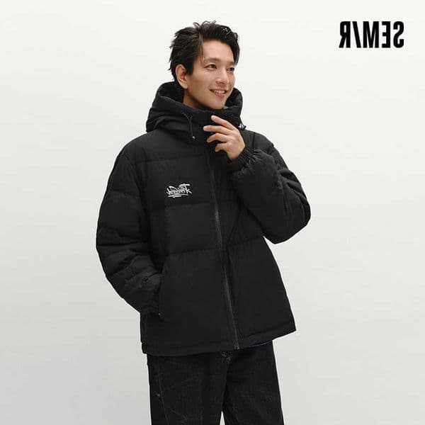 Semir Down Jacket Men Winter 80 Fill Loose Hooded Outerwear Textured Strt Trendy Letter Printed Top MenS Clothing Q260612