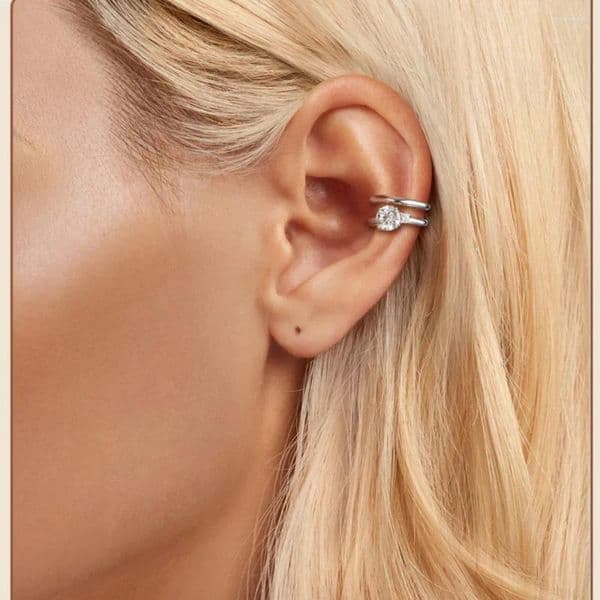 Backs Earrings 925 Sterling Silver Moissanite For Women Ear Clip 0.5CT Fine Jewelry EarClip Non-Pierced Ears