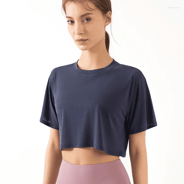 Active Shirts Women Yoga Tops Loose Running Exercise Sport Crop Top Ultralight Elastic Breathable Short Sleeve Gym Fitness Shirt