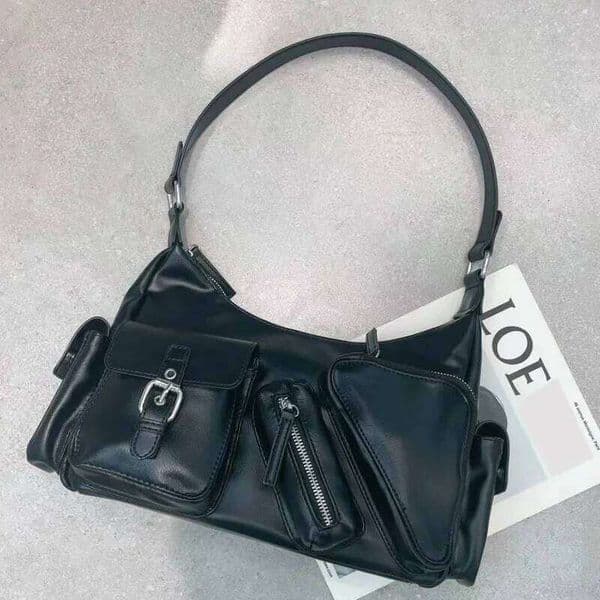 Moto & Biker Bags For Women Luxury Designer Handbag Purse New In PU Vintage Oil Wax Leather Multiple Pockets Small Shoulder Suotong260612