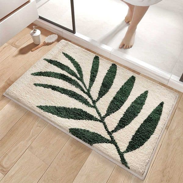 Green VIKAMA Leaf Carpet Soft Absorbent Floor Mat Bathroom Mat Toilet Door Mat Rug For Bedroom Outdoor Carpet Home Decoration D260612