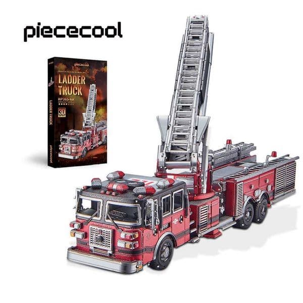 Piececool 3D Metal Puzzles Ladder Truck Assembly Model Kits Engineer Vehicle Collection Model DIY Jigsaw for Home Decor L260612