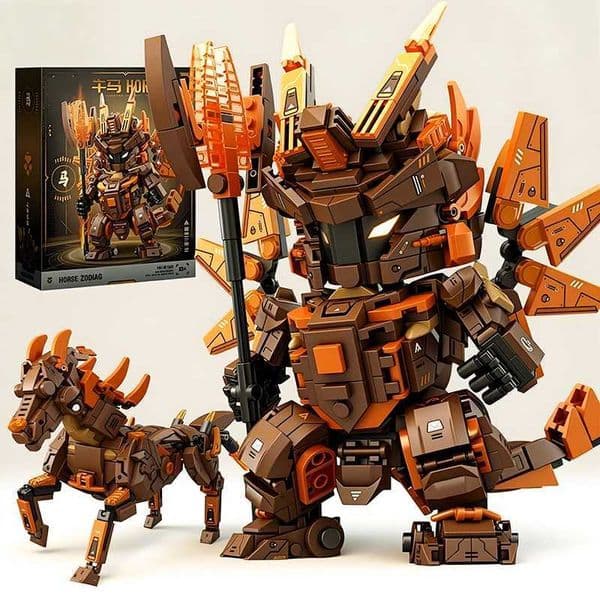 2 in 1 Transformable Robot Building Blocks Superhero Mecha Warrior Horse Animal Bricks DIY Assembly Toys Kids Christmas Gift L260612