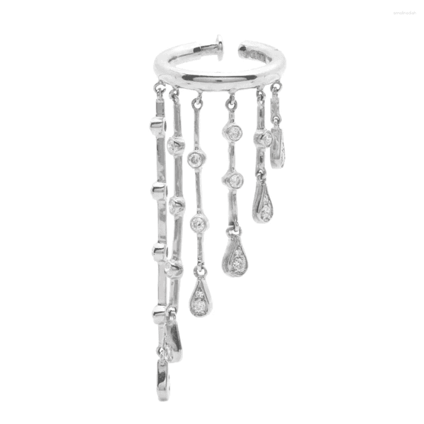 Backs Earrings Gold Color 5A CZ Fashion Women Jewlery Tassel Dangling Chain No Piercing Ear Cuff Clip On Earring