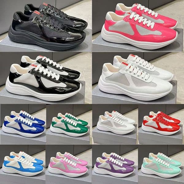 Designer American Cup Shoes Americas Sneakers Cup Sneaker Leather Nylon Mesh Trainers White Black Red Yellow Pink Sneaker for Men and Women