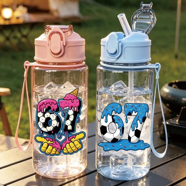1 Piece 500ml 17 fl oz 67 Printed Straw Cup Summer Water Bottle BPA Free Portable Sports Outdoor Perfect Holiday Gift 260612