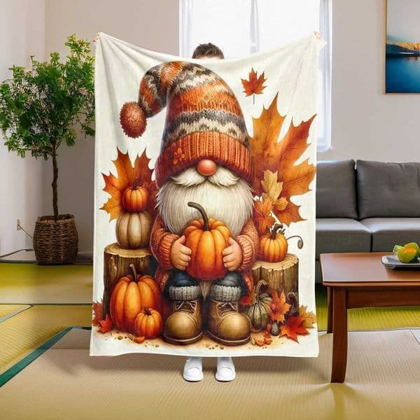 Throw 1PC New Design Cute Dwarf Maple leaf arts Blanket Festival day Fall Gifts for friends Couch Bed Car Camping all season use D260612