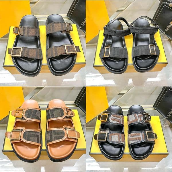 Free shipping women designer slipper sliders summer sandal beach brand ladies flip flops classic loafers brown black white slide shoe