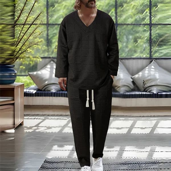 Mens Tracksuit Casual Classic v neck pullover jumper Sweatshirt Jogging Clothing High Quality Tops Pants Suit 2 pcs set two piece sets tracksuits