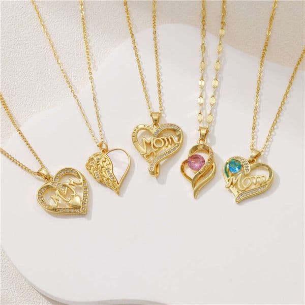 Silver Necklace Mother's Day Series Blue Heart Collarbone Chain 18k Gold Moissanite Wholesale