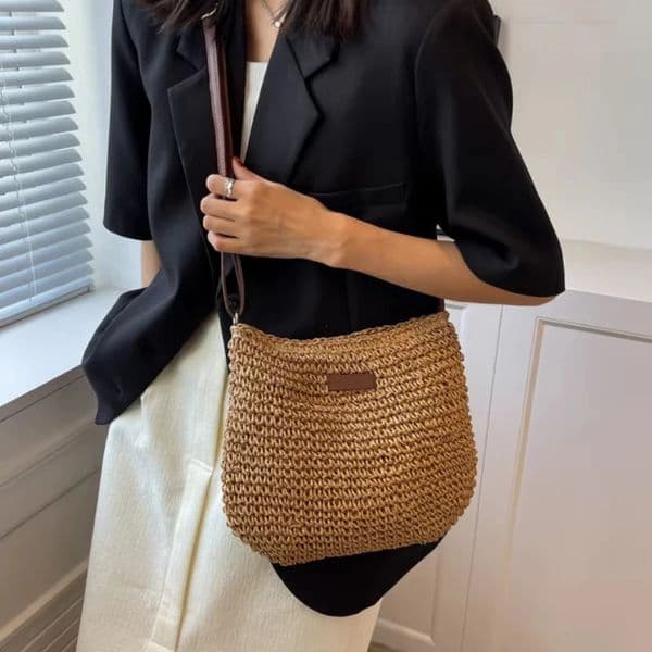 Elegant Light Paper Rope Bag - Bohemian Handmade Style -Selling BeachCasual Bag Crossbody Shoulder Tote 260613