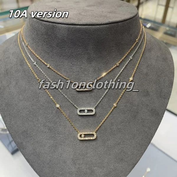 Designer messikaa Jewelry messikaa Jewelry messikaa Simple Fashion Small Single Diamond Sliding Necklace For Women 18K Gold Plated Niche Design Diamond cbf