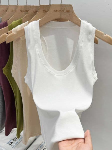 2026 AOSSVIAO Womens Tank Tops Summer New Solid Camisole Slim Versatile Y2K Sleeveless Casual Ribbed V-neck Vest C260613