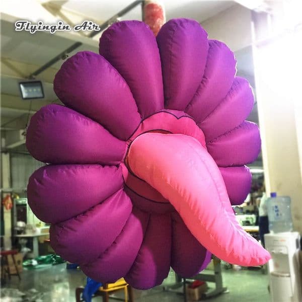 Free delivery Hanging Inflatable Cannibal Flower Balloon 4m dia (13.2ft) Scary Air Blown Exotic Plants With Long Tongue For Stage Backdrop And Wall Decoration
