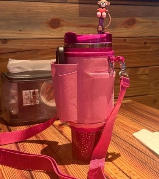 Water Bottle Carrier Bag for 30oz 40oz Tumbler with Card Sleeve Detachable Strap BPA Free for Travel Picnic 0331