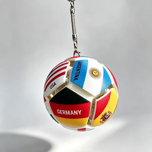 Mini Football Keychain National Flag Soccer Ball Keyring Sports Accessory Decompression button By Sea