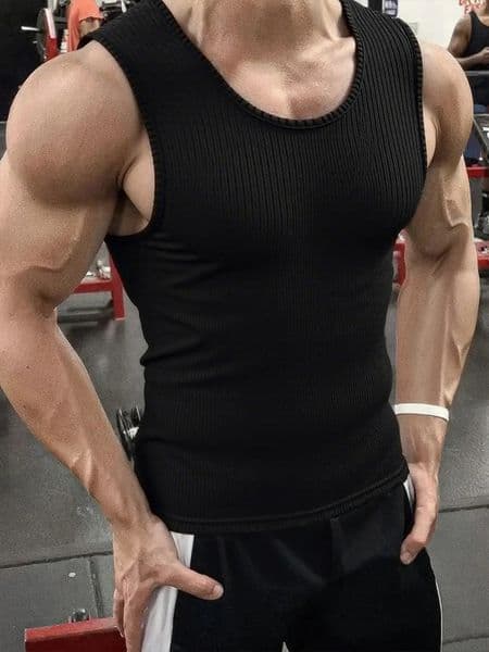 Summer Mens Oneck Vest Stripe Gym Tank Top Men Fitness Sleeveless Shirt Sports Undershirt Gyms Clothing Training 260601