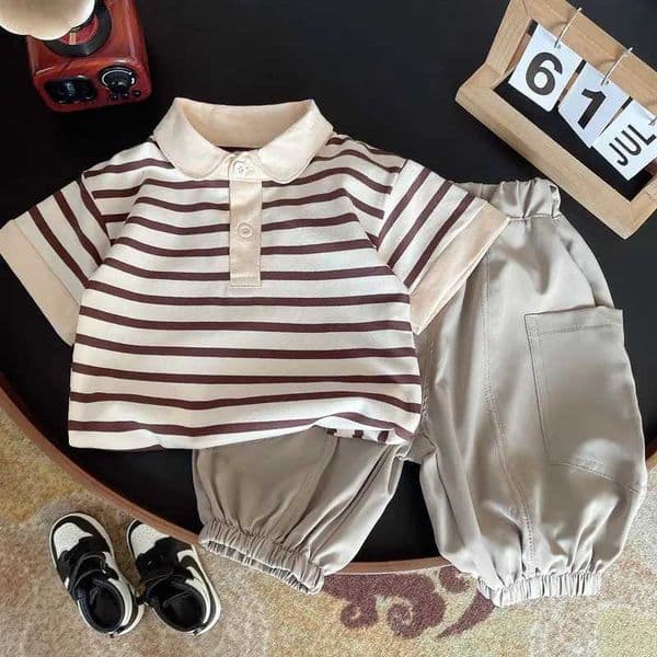 Summer Children Boys Clothing Kids Strips T-Shirt Shorts 2Pcs/Set Toddler Leisure Sport Suits Baby Cotton Tracksuits 0-5 YearsT260613