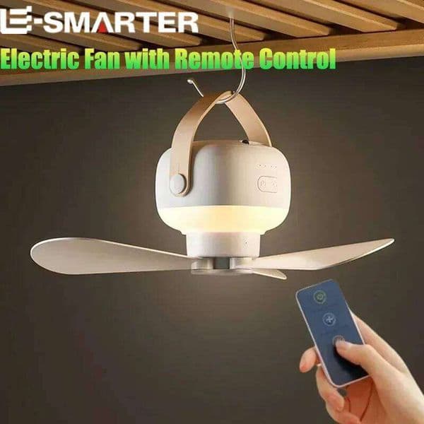 Portable Ceiling Fans Outdoor Camping Tent Ventilator Cooler Rechargeable Electric Fan Remote Control LED Lighting 26Y0613