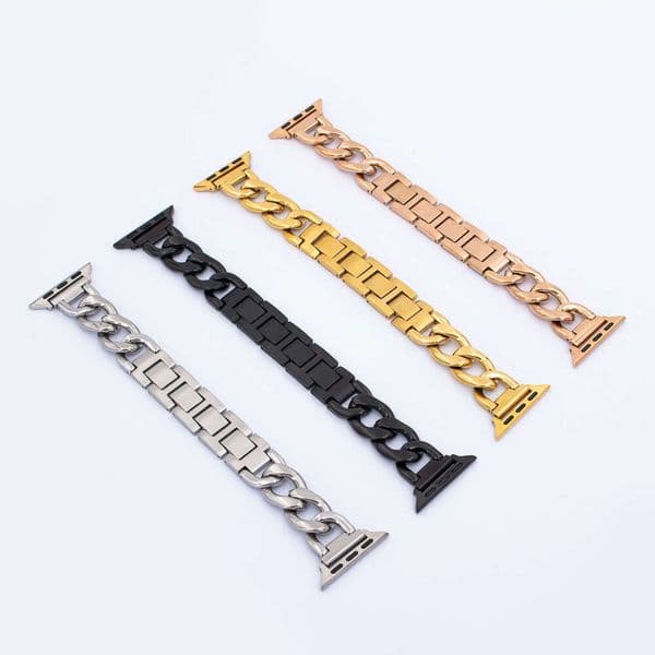 Suitable for Apple Watch Stainless Steel Thin Single Row Denim Chain Band
