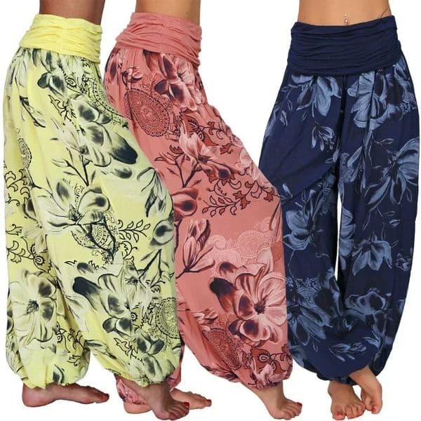 Womens Printed Loose Casual Wide Leg Pants Fashionable and Artistic Retro Harlan Clothing 260613