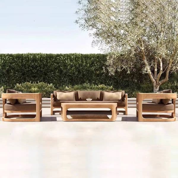 Leisure Courtyard Garden Sofa Set Teak Balcony Villa Nordic Outdoor Distressed Solid