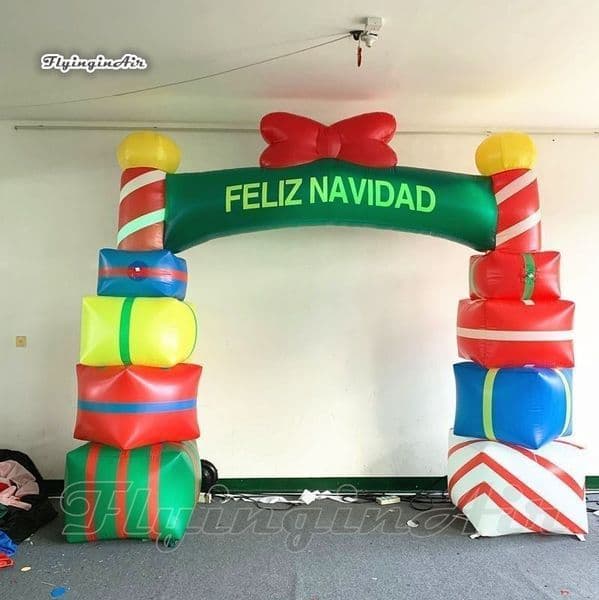 Free delivery Christmas Inflatable Gifts Arch Advertising Air Blown Door Inflated Archway with Custom Printing for Christmas/New Year Decoration thumbnail 2