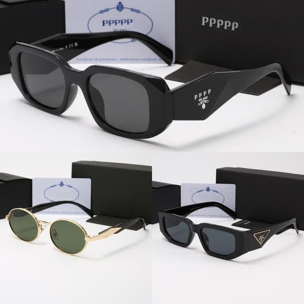 Luxury Designer Triangular Signature Frame Sunglasses UV400 Protection Vintage Retro Eyewear Fashion Symbol Sun Glasses for Men Women with Box
