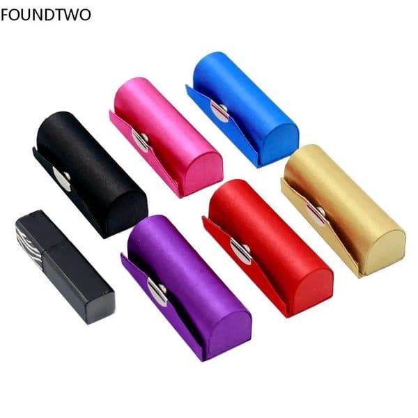 Pure Color Plain fabric Lipstick Box Case Holder With Mirror Womens Cosmetic Jewelry Packaging Box Organzier 260611