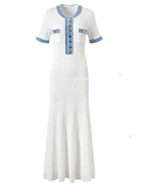 sandro dress Frech Designer smmer Sandro Dress Cross Border Fashion Elegant Slim French Style Dress Short Sleeve Round Neck Long Knitted Sleeve Dress 8fa