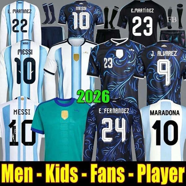Argentinas 2026 World Cup Home Soccer Jerseys MESSIS DE PAUL 50th 2027 MAC ALLISTER DYBALA DI MARIA MARTINEZ GARNACHO Men Pre-match training Kids kit