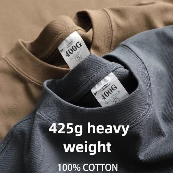 Heavy Wight 425 grams Men T Shirt Cotton Half Sleeve Brathable High Qaulity Round Neck Basic Tops Men Summer T-Shirt 260609