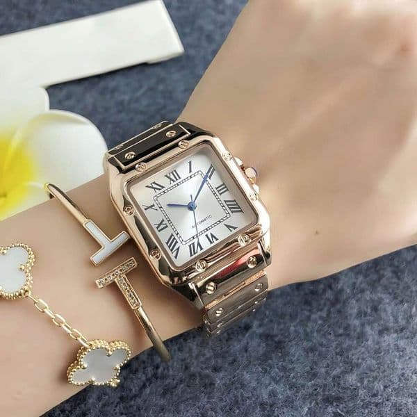 Fashionable elegant high-end quartz square-shaped women's watch, niche design, simple and stylish student watch
