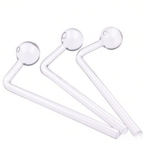 Bent Cuved glass oil burner pipe Clear water bong Hand Straw pipes for Plastci Toppuff Replace hookah smoking banger bowl