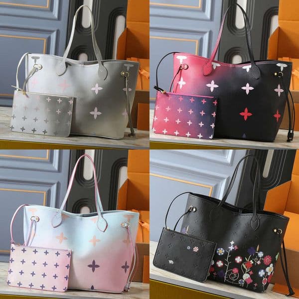 Casual Ladies Neveful Tote Bag Carryall Designer Shopping Handbags Shoulder Bag With Pouch Pet Carrier Bag Luxury Travel Beach Pochette M46077 M20511 D1BLO