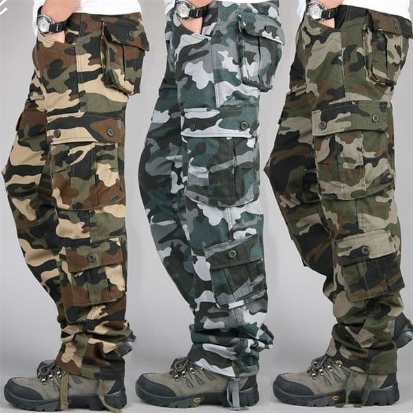 Mens Tactical Camouflage Overalls High-Quality Cotton Multi-Pocket Trousers Sports Training Casual Work Pants 260605CJ