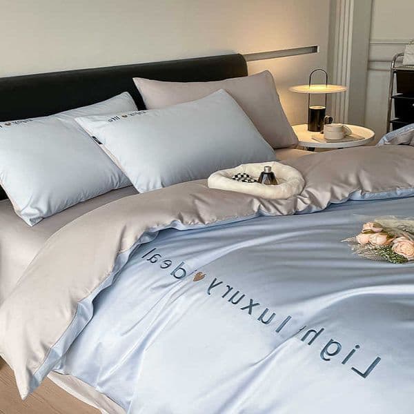 Quality High Pure Cotton Embroidered Bed Sets Solid Color Skin-Friendly Cozy Fitted Sheet Kit 15/18M Single Bed Comforter Sets D260615