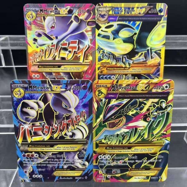 PTCG Collection Cards DIY Mega Rayquaza Mewtwo Kyogre EX Self Made Single Classic Game Anime Card Gift Toy W260615