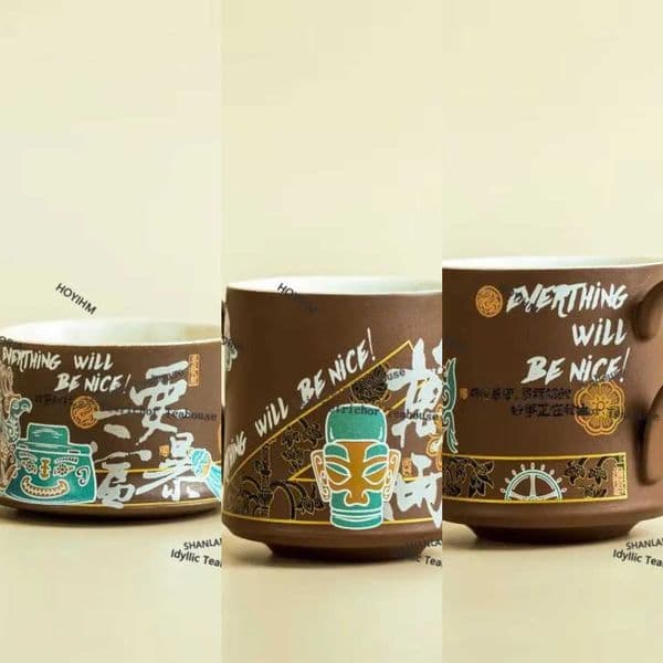 Cultural Creative Sanxingdui Money Drawing Coffee Mug Hot Chocolate Cup Afternoon Tea Mug Office Water Cup Drinkware Craft L2600615