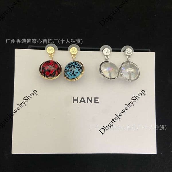 channels earrings designer New Button Acrylic Ball Earrings High-Quality Red Blue Planet Design Versatile Unique Studs cc earrings