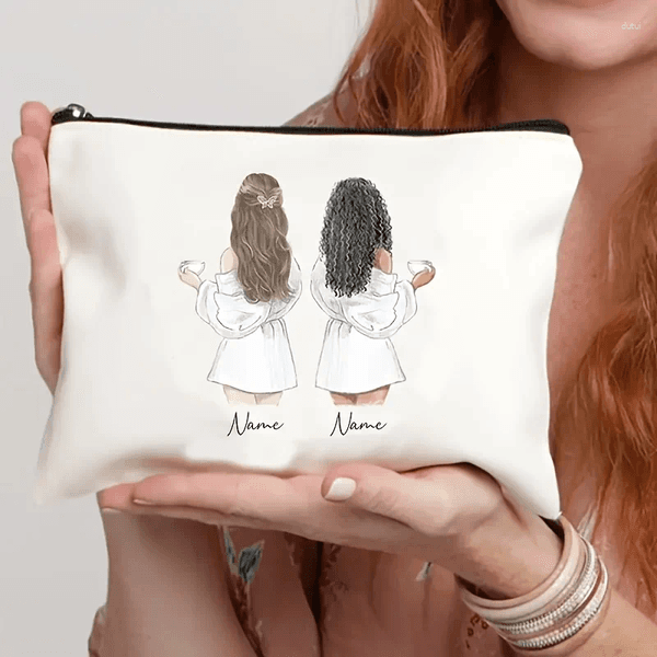 Cosmetic Bags Custom Friend Makeup Bag - Personalized Name Pouch Lightweight Zippered Travel And Gift Organizer