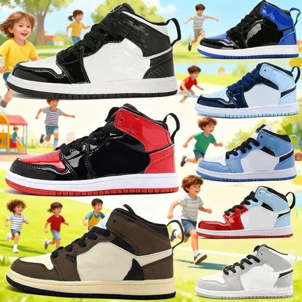 2026 kid shoe 1 Kids Basketball Shoes 1s University Blue Toddler Pine Green Game Royal Bred Sneakers