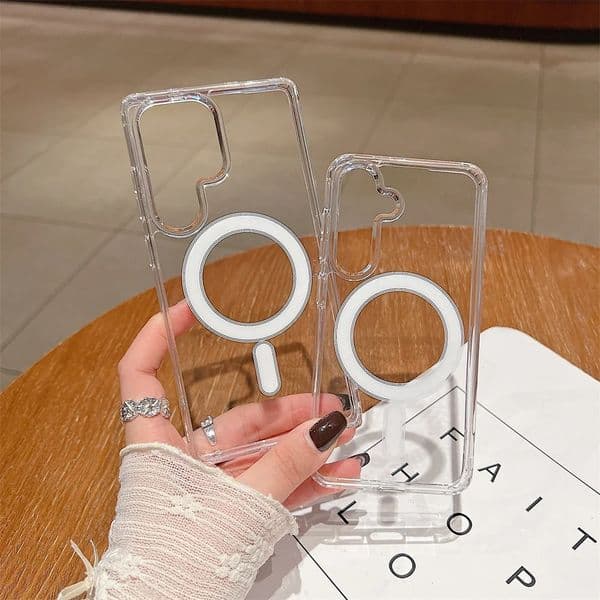 For Magsafe Magnetic Transparent Case For Samsung Galaxy S26 S25 Edge S24 S23 S22 S21 S20FE Plus Note 20 Ultra A15 A05 A16 A54 A55 Hard Cover